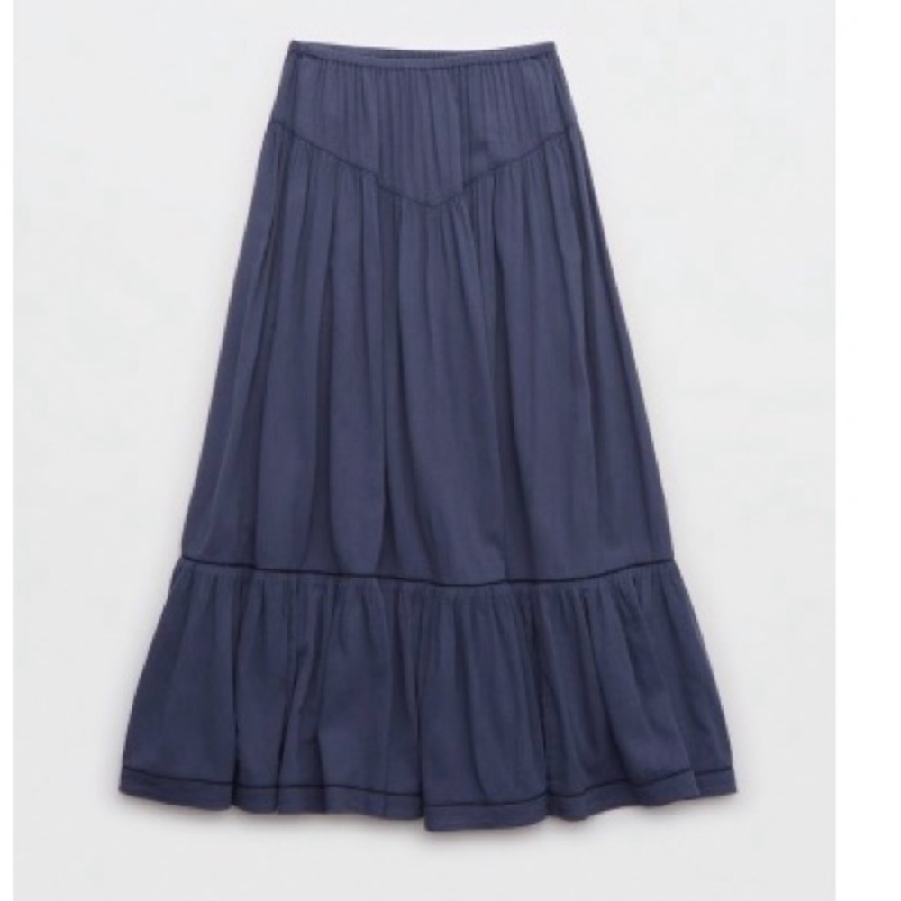 aerie navy blue A-line maxi skirt